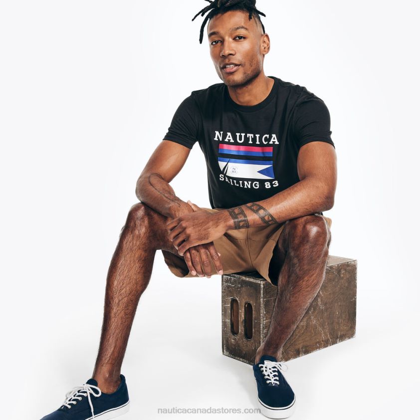 Sustainably Crafted Sailing Graphic T-Shirt Nautica Men True Black R260HV369