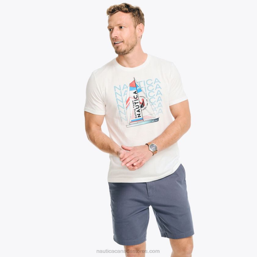 Sustainably Crafted Sailing Team Graphic T-Shirt Nautica Men Bright White R260HV314