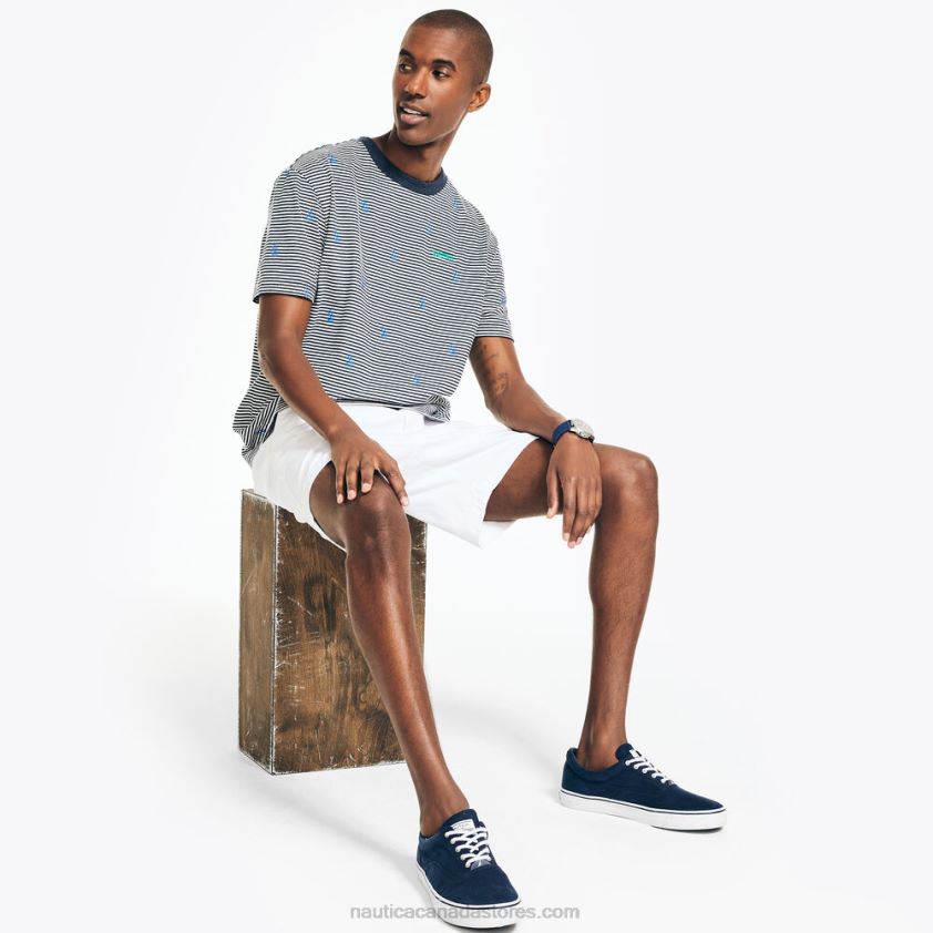 Sustainably Crafted Striped Crewneck T-Shirt Nautica Men Navy R260HV543