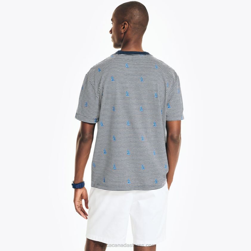 Sustainably Crafted Striped Crewneck T-Shirt Nautica Men Navy R260HV543