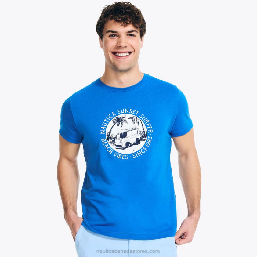 Sustainably Crafted Sunset Surfer Graphic T-Shirt Nautica Men True Navy R260HV359