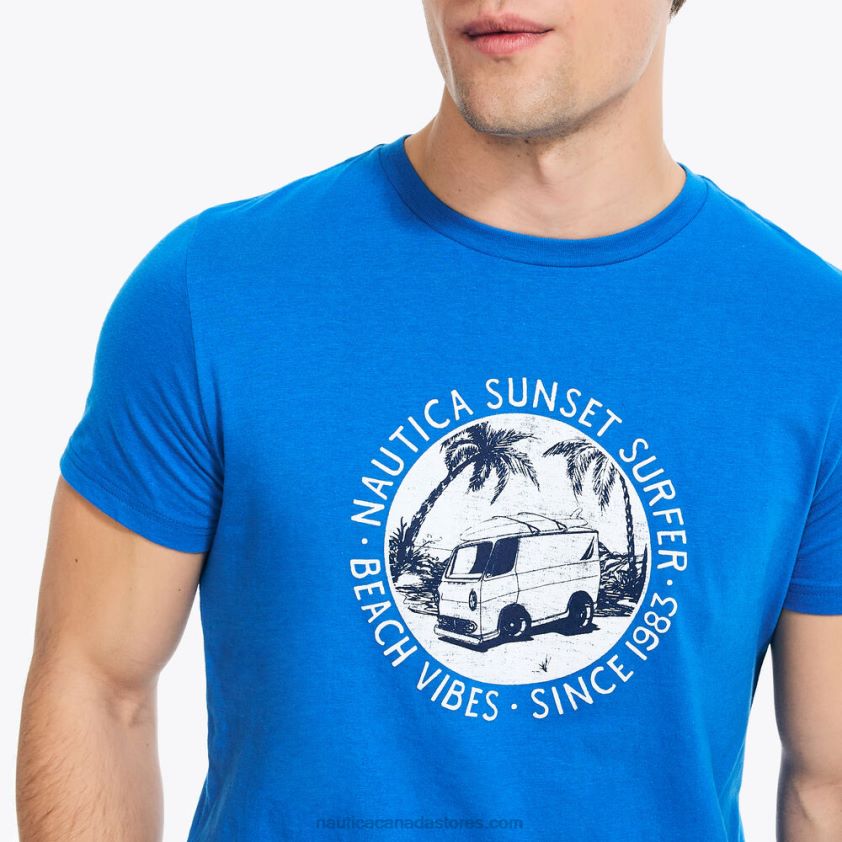 Sustainably Crafted Sunset Surfer Graphic T-Shirt Nautica Men True Navy R260HV359