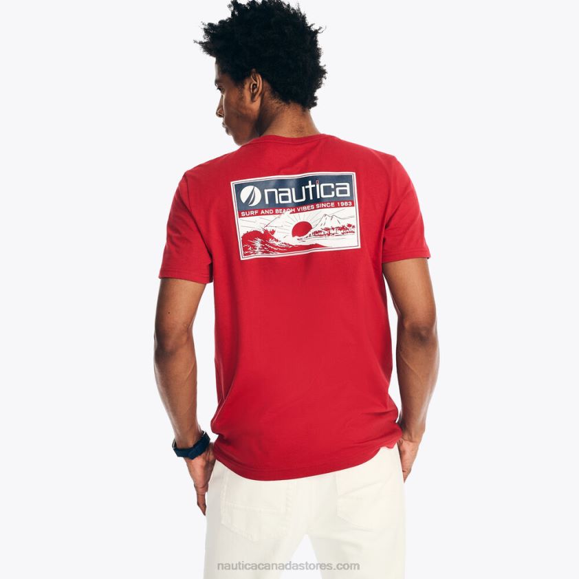 Sustainably Crafted Surf Beach Vibes Graphic T-Shirt Nautica Men Nautica Red R260HV419