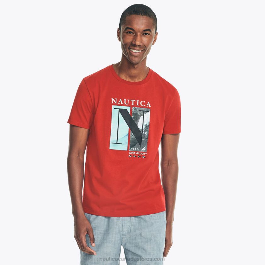 Sustainably Crafted Wind Velocity Graphic T-Shirt Nautica Men Nautica Red R260HV585