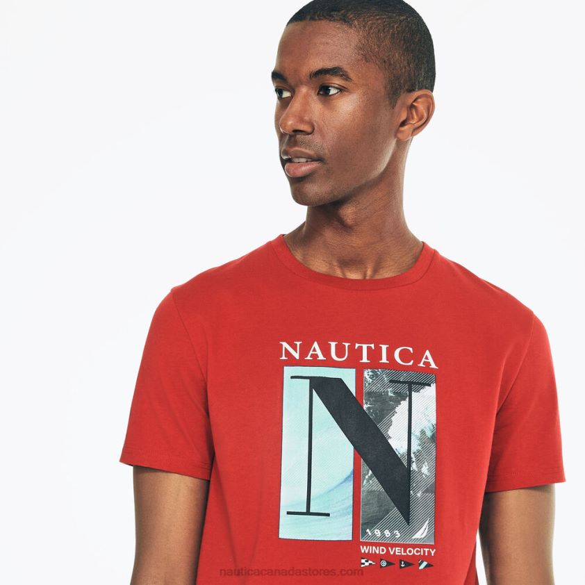 Sustainably Crafted Wind Velocity Graphic T-Shirt Nautica Men Nautica Red R260HV585