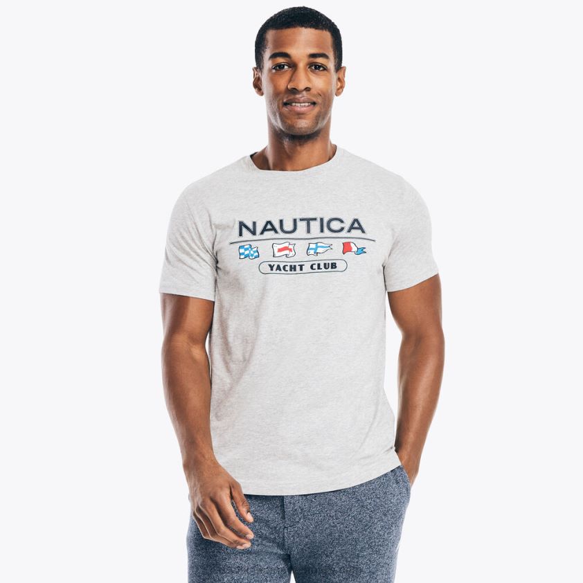 Yacht Club Graphic T-Shirt Nautica Men Grey Heather R260HV633