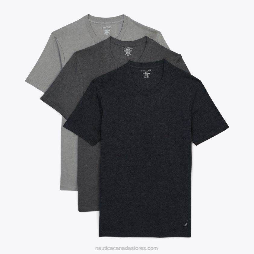 Heathered Crewneck T-Shirts 3-Pack Nautica Men Runway Grey R260HV731