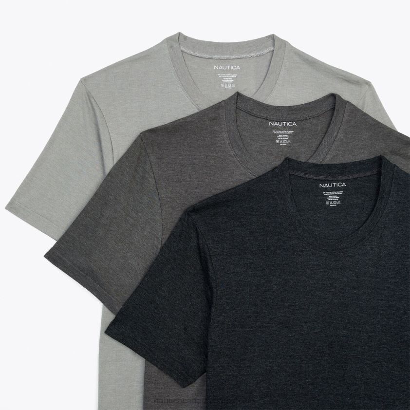 Heathered Crewneck T-Shirts 3-Pack Nautica Men Runway Grey R260HV731