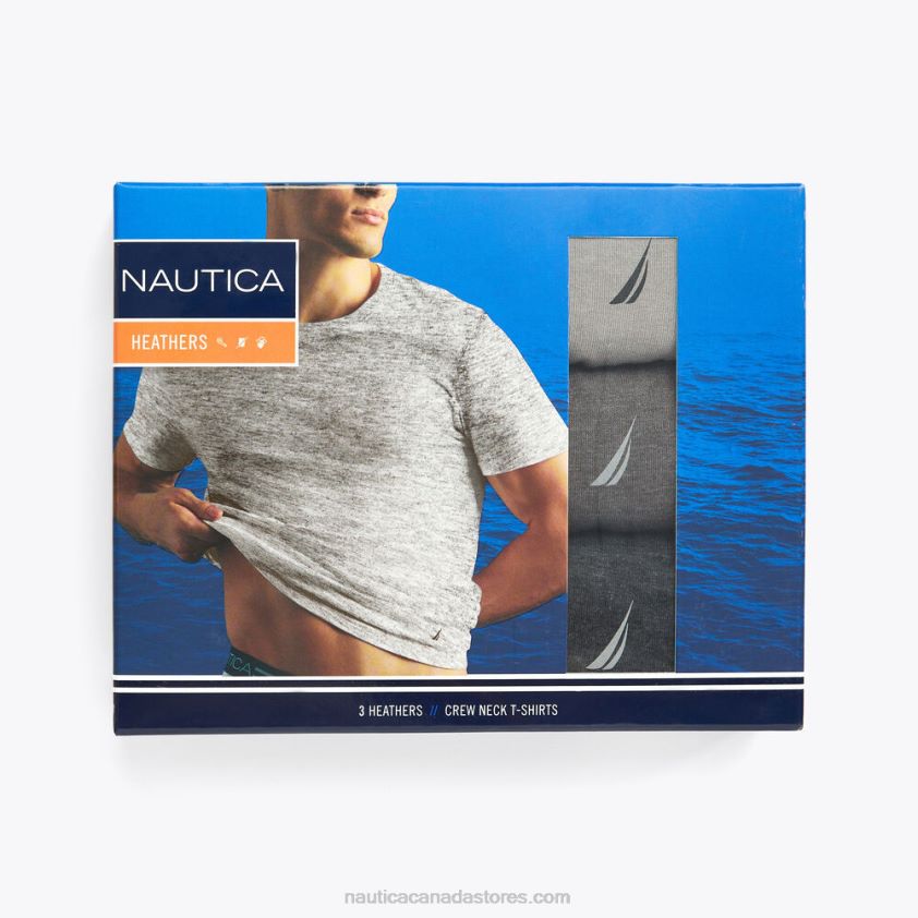 Heathered Crewneck T-Shirts 3-Pack Nautica Men Runway Grey R260HV731