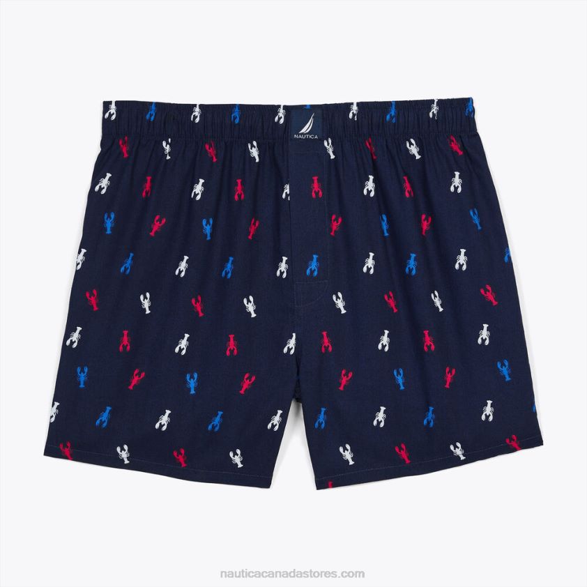Lobster Print Woven Boxer Nautica Men Narragansett Grey Wash R260HV111
