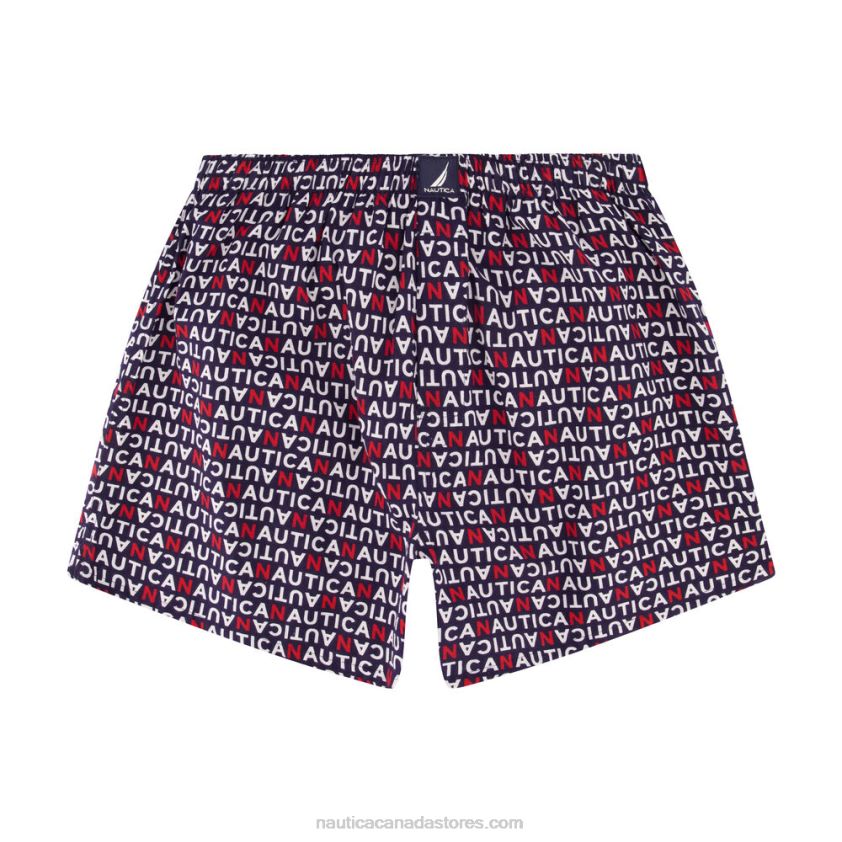 Logo Print Woven Boxer Nautica Men Delphinium Blue R260HV80