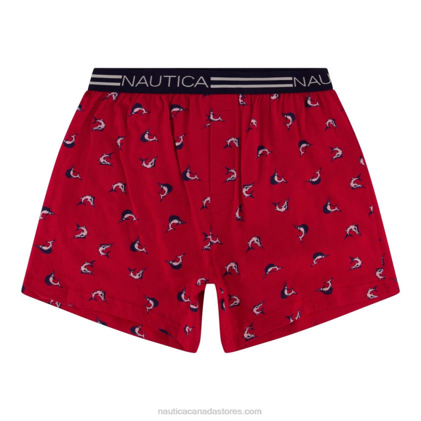 Stretch Sail Print Knit Boxers Nautica Men Dark Acacia R260HV143