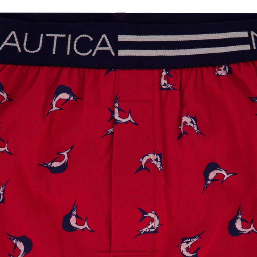 Stretch Sail Print Knit Boxers Nautica Men Dark Acacia R260HV143