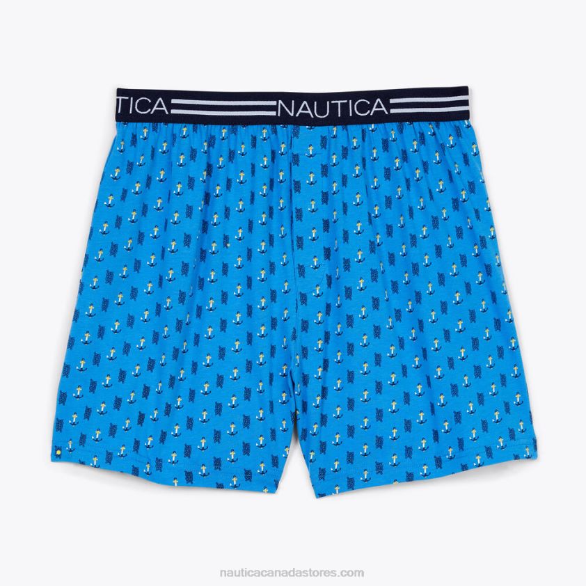 Striped Anchor Print Knit Boxer Nautica Men Baltic Medium Wash R260HV74