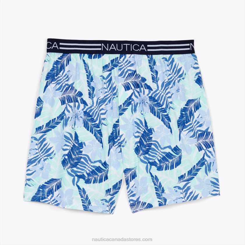 Tropical Leaf Print Knit Boxer Nautica Men Blue Depths R260HV60