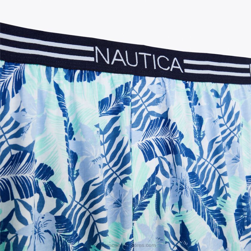 Tropical Leaf Print Knit Boxer Nautica Men Blue Depths R260HV60