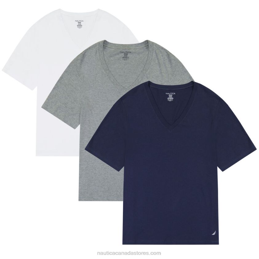V-Neck T-Shirts 3-Pack Nautica Men Tan R260HV216