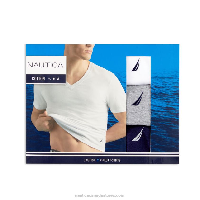 V-Neck T-Shirts 3-Pack Nautica Men Tan R260HV216