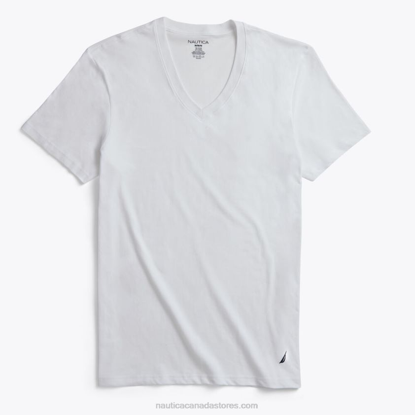 V-Neck T-Shirts 5-Pack Nautica Men Antique White Wash R260HV117