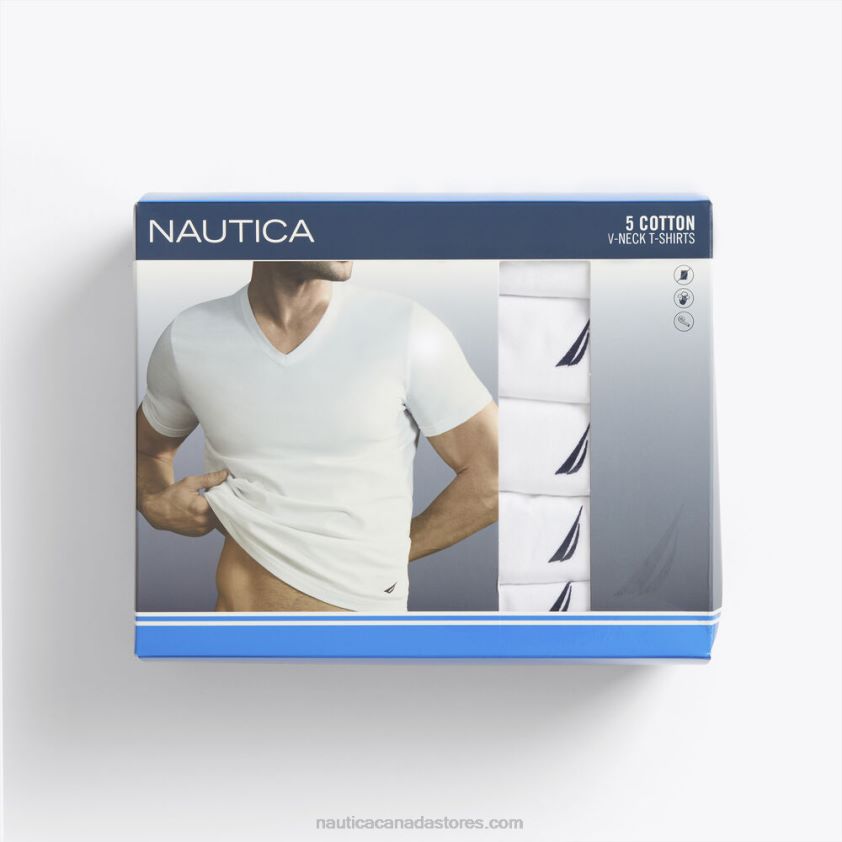V-Neck T-Shirts 5-Pack Nautica Men Antique White Wash R260HV117