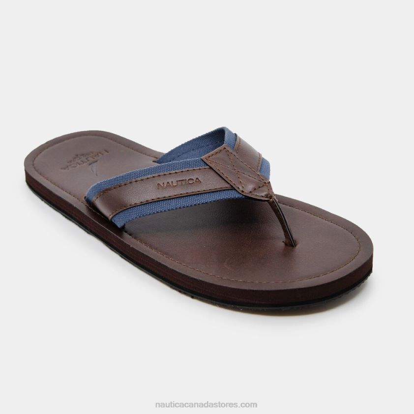 Logo Embossed Thong Sandals Nautica Men Brown Stone R260HV63
