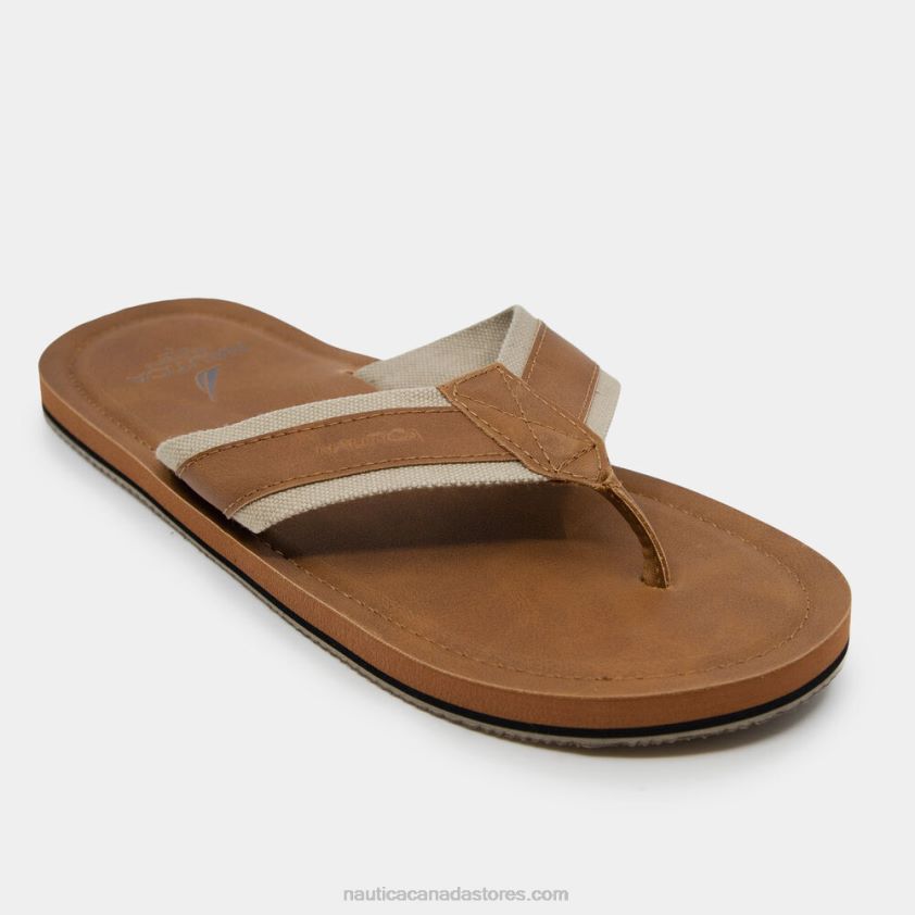 Logo Embossed Thong Sandals Nautica Men Military Tan R260HV79
