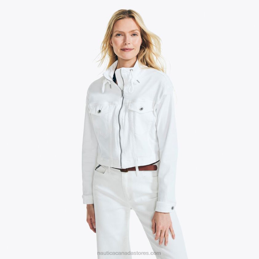 Jeans Co. Cropped Full-Zip Denim Jacket Nautica Women Shell R260HV1030