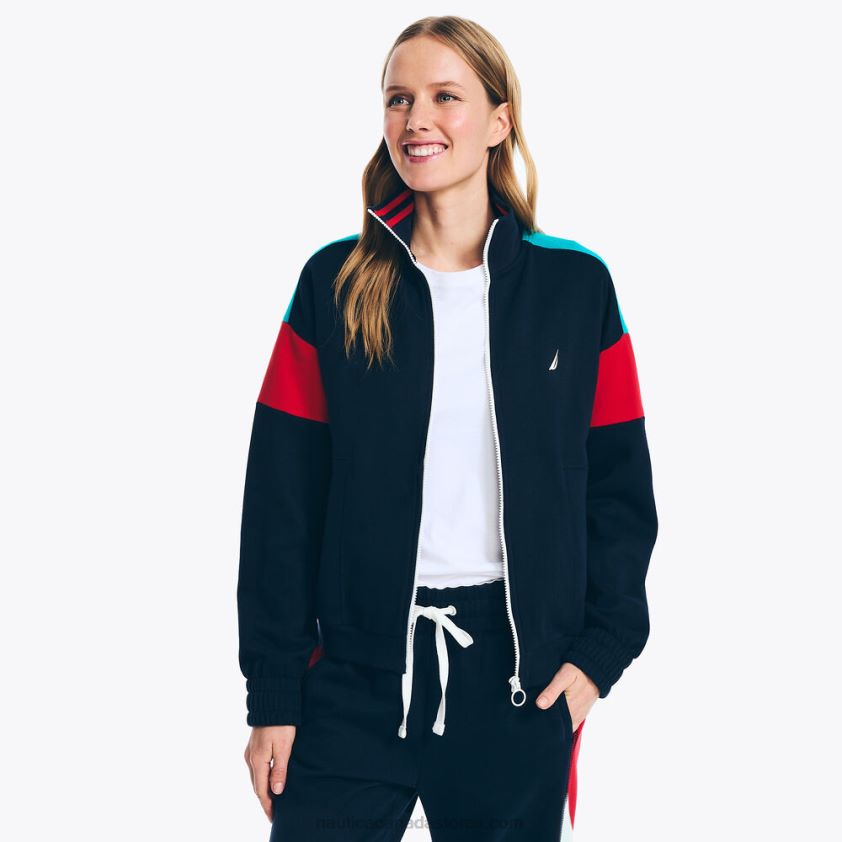 Sustainably Crafted Full-Zip Track Jacket Nautica Women Stellar Blue Heather R260HV760
