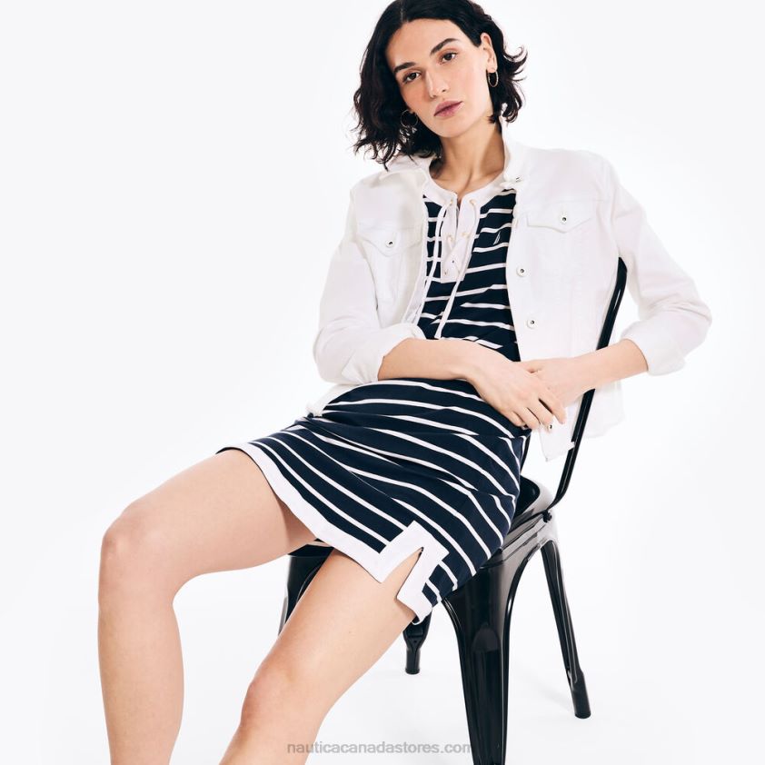 Lace-Up Striped Tunic Dress Nautica Women Stellar Blue Heather R260HV888