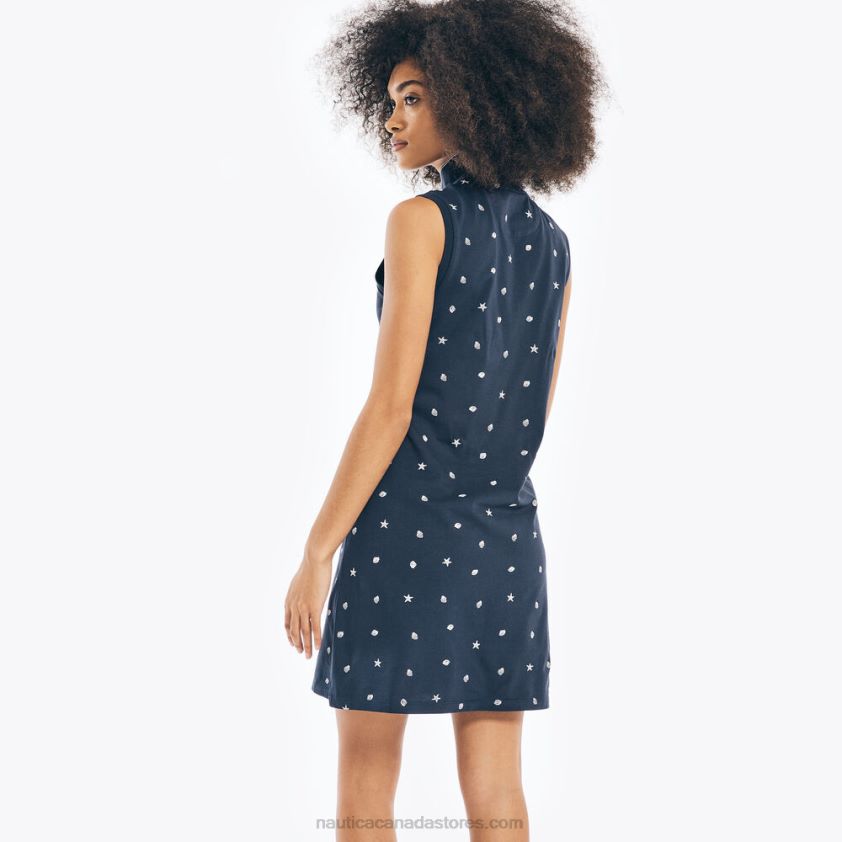 Sleeveless Printed Polo Dress Nautica Women Stellar Blue Heather R260HV851
