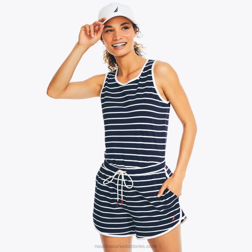 Striped Knit Romper Nautica Women Stellar Blue Heather R260HV864