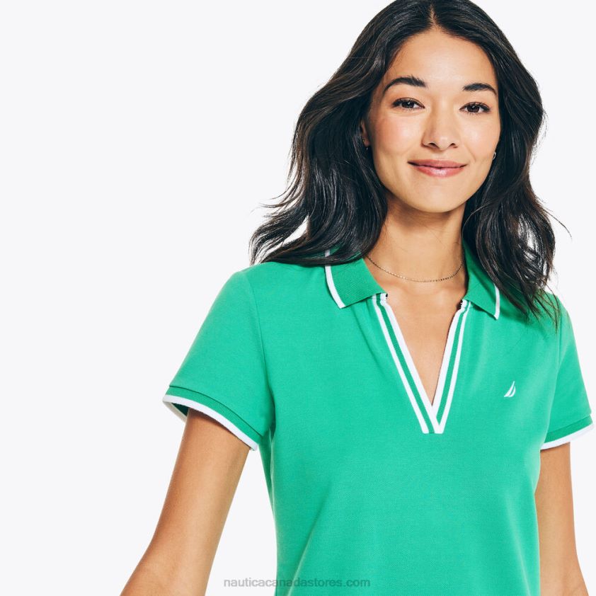 Sustainably Crafted Ocean Polo Dress Nautica Women Pine Forest Heather R260HV737