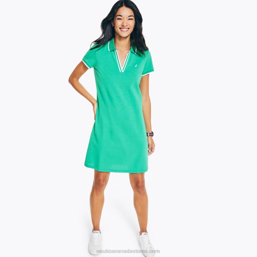 Sustainably Crafted Ocean Polo Dress Nautica Women Pine Forest Heather R260HV737