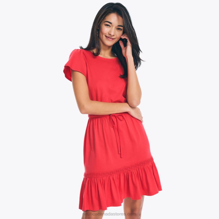 Sustainably Crafted Striped Criss-Cross Dress Nautica Women Tomato R260HV738