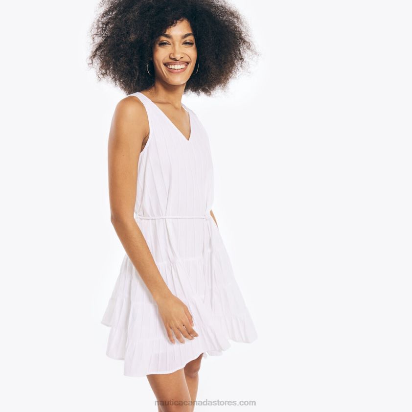 Textured V-Neck Sleeveless Dress Nautica Women Bright White R260HV1031