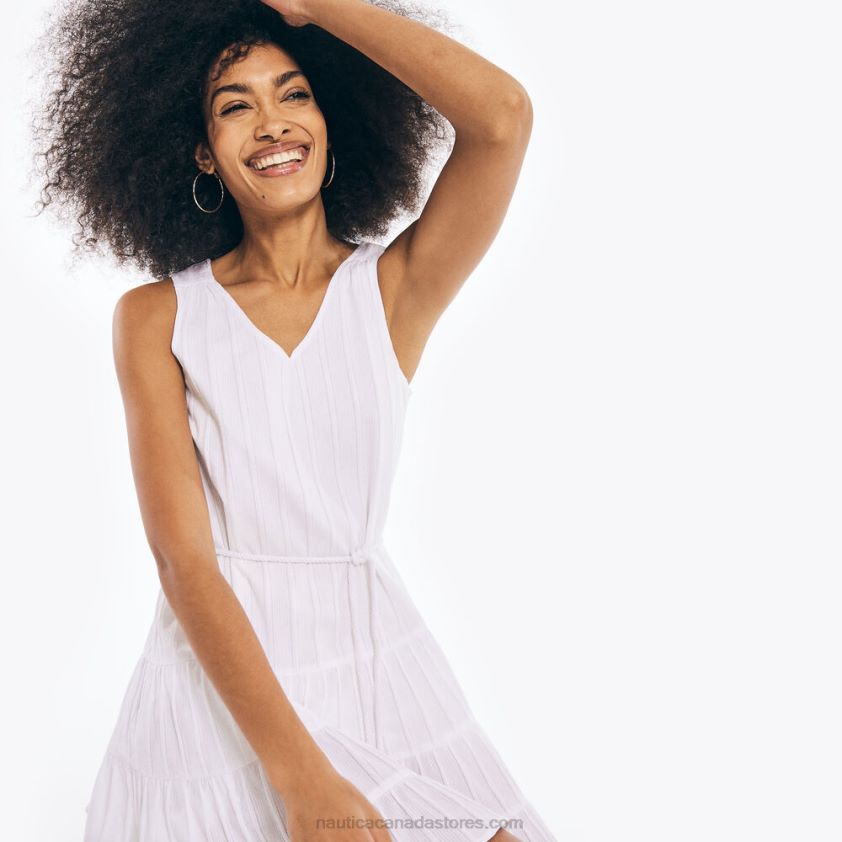 Textured V-Neck Sleeveless Dress Nautica Women Bright White R260HV1031