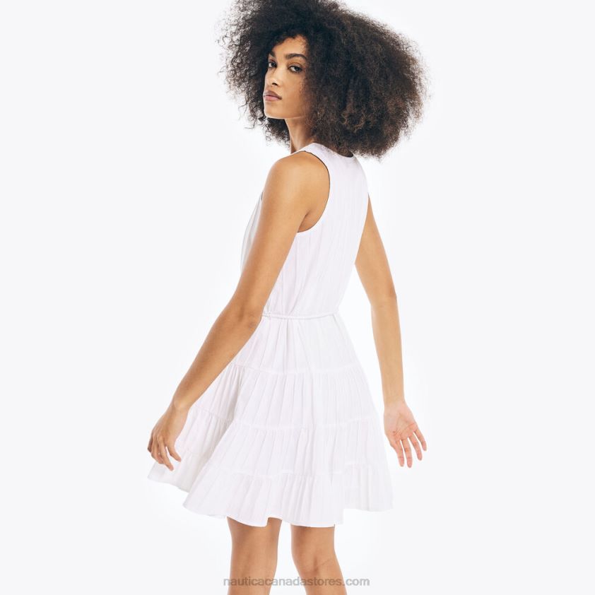 Textured V-Neck Sleeveless Dress Nautica Women Bright White R260HV1031