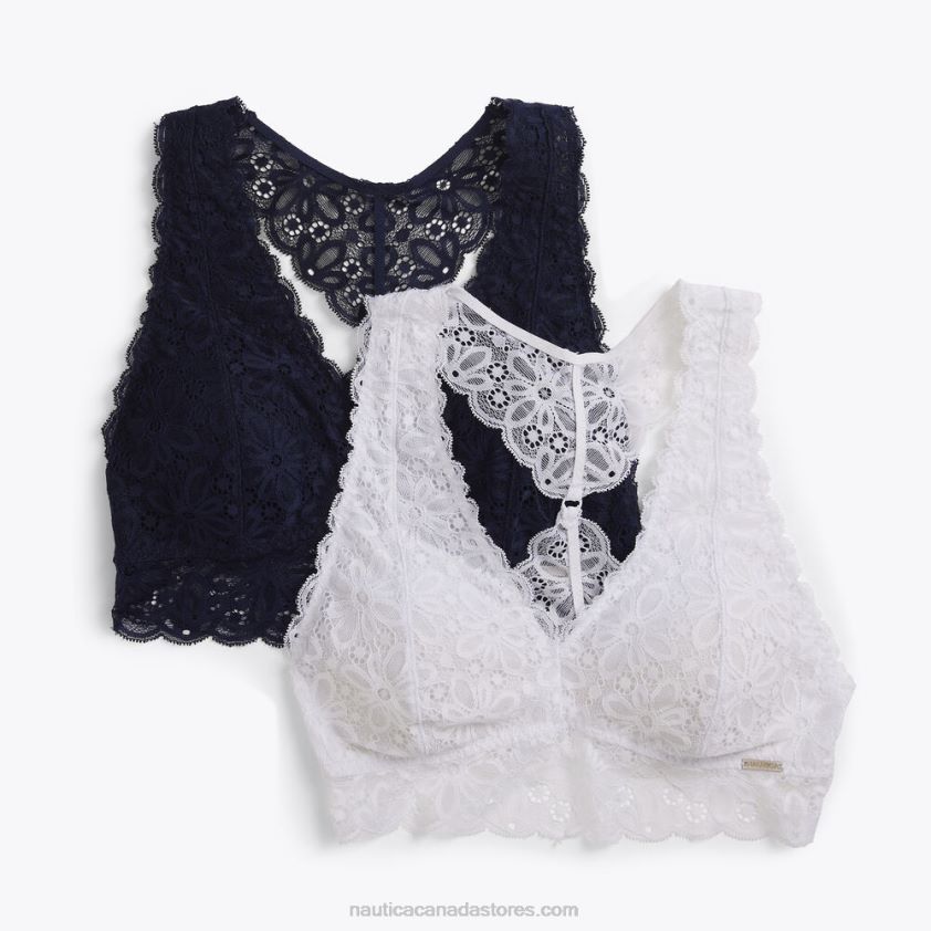 Lace Racerback Bralette 2-Pack Nautica Women Antique White Wash R260HV973