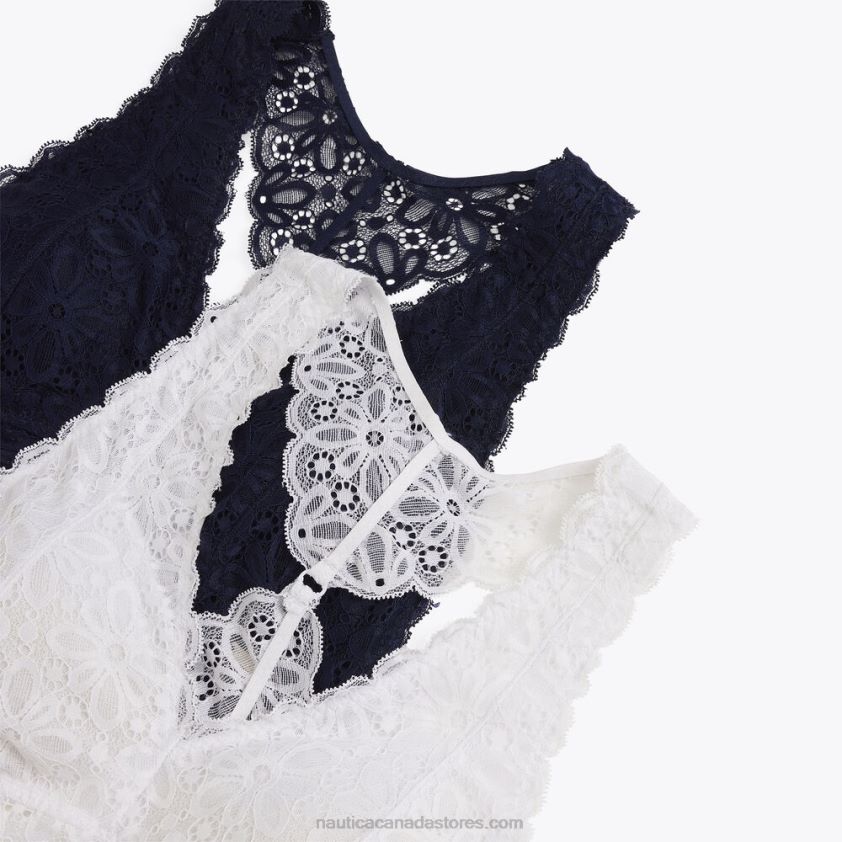 Lace Racerback Bralette 2-Pack Nautica Women Antique White Wash R260HV973