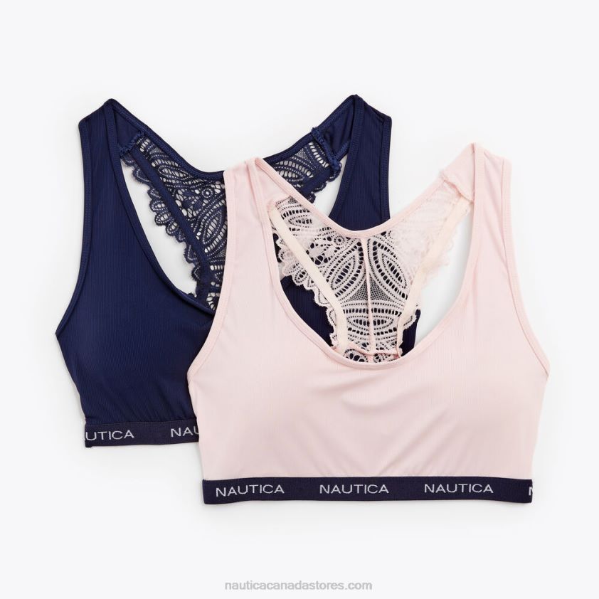 Laser-Cut Lace Racerback Bralette 2-Pack Nautica Women Workshirt Blue R260HV892