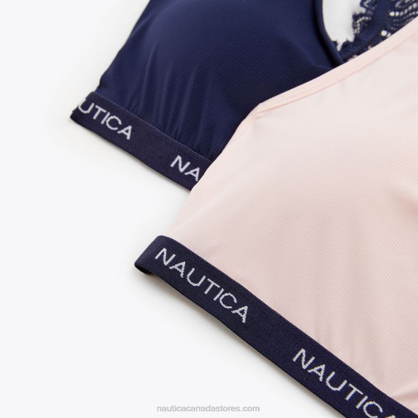 Laser-Cut Lace Racerback Bralette 2-Pack Nautica Women Workshirt Blue R260HV892