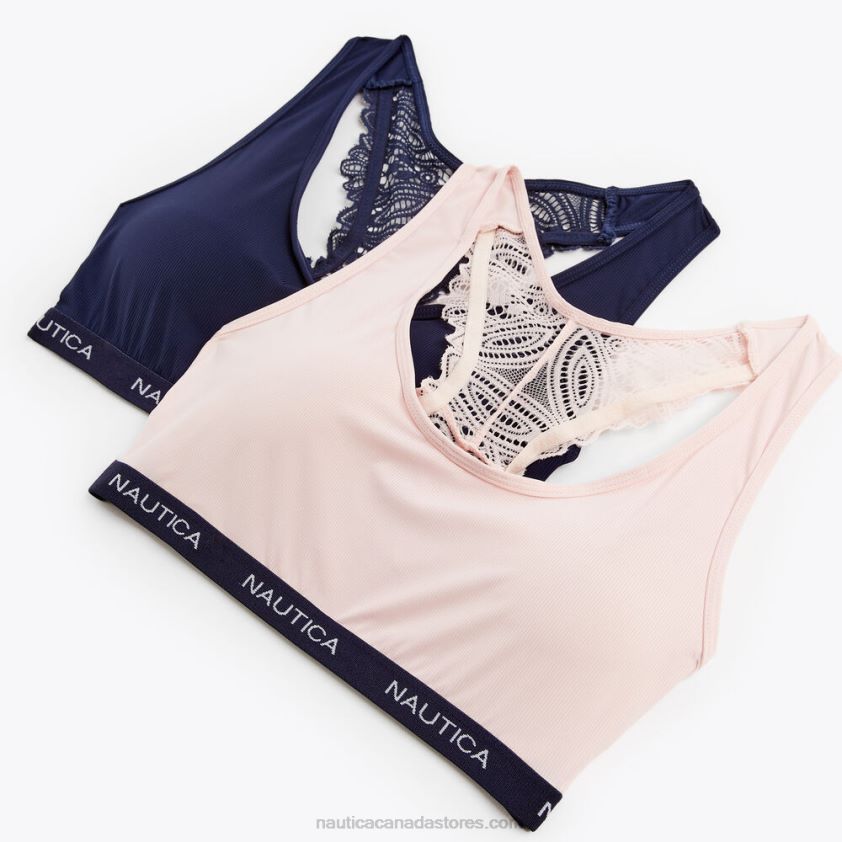 Laser-Cut Lace Racerback Bralette 2-Pack Nautica Women Workshirt Blue R260HV892
