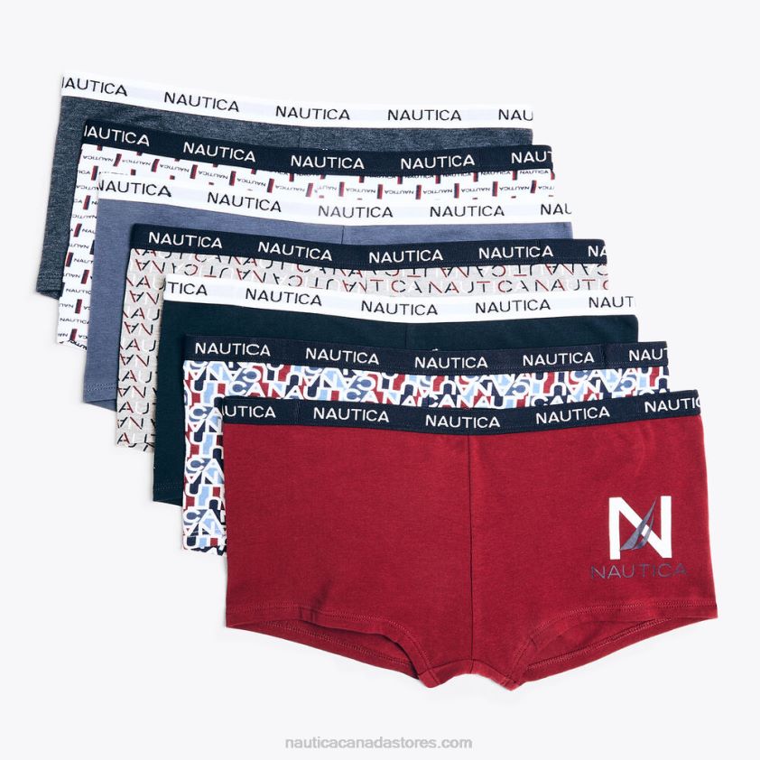 Logo And Printed Boyshorts 7-Pack Nautica Women Glory Red R260HV832