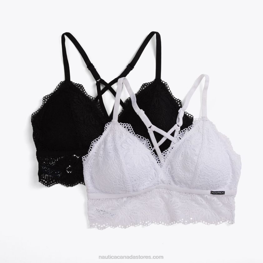Longline Crossback Lace Bralette 2-Pack Nautica Women Black R260HV850
