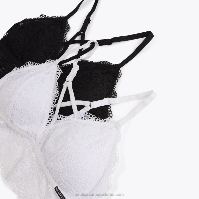 Longline Crossback Lace Bralette 2-Pack Nautica Women Black R260HV850