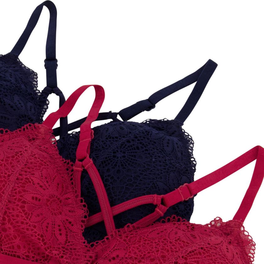 Longline Crossback Lace Bralettes 2-Pack Nautica Women Glory Red R260HV840