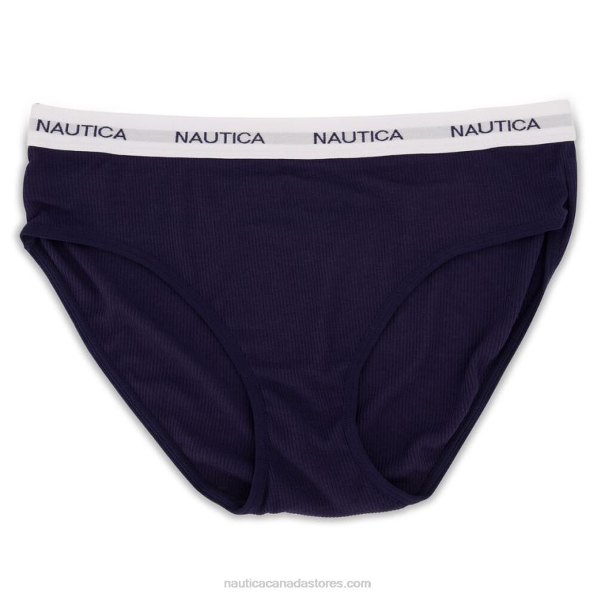 Ribbed Logo Hipster Briefs 5-Pack Nautica Women Black R260HV809