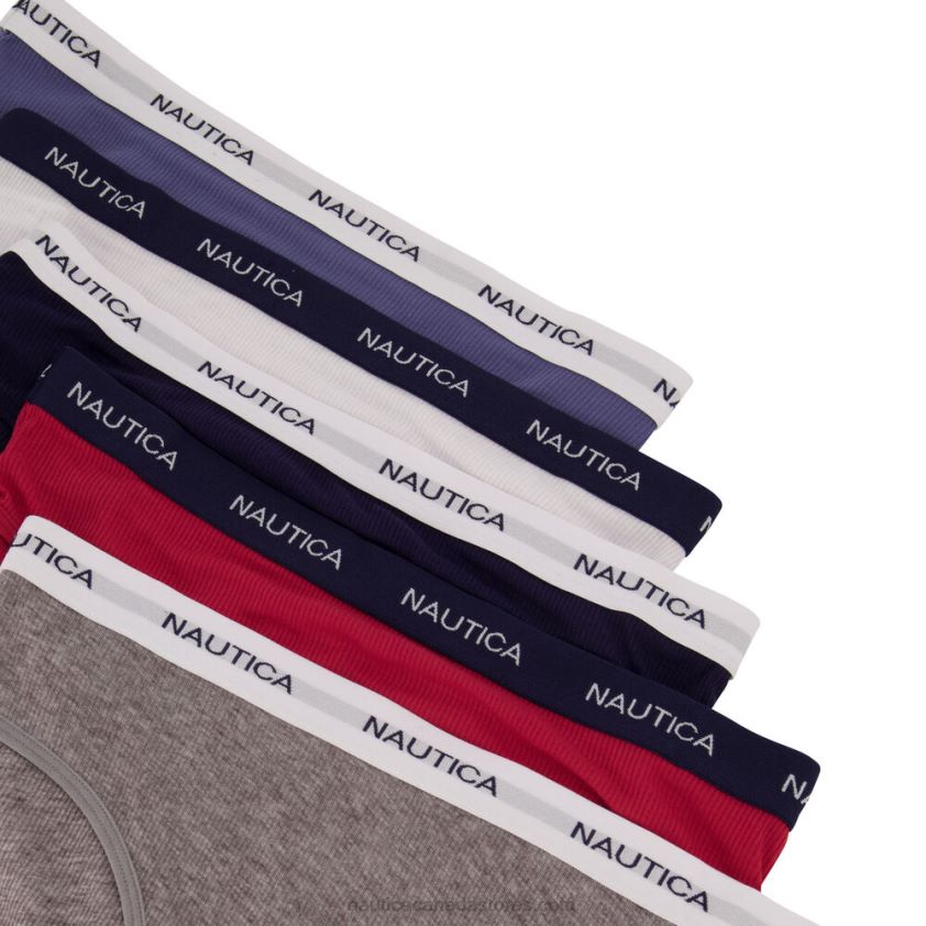 Ribbed Logo Hipster Briefs 5-Pack Nautica Women Black R260HV809