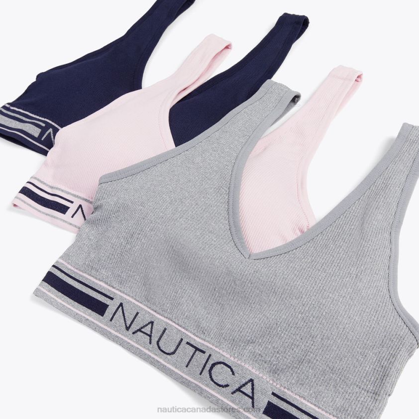 Seamless Jacquard Logo Ribbed Bra 3-Pack Nautica Women Pale Blue R260HV870