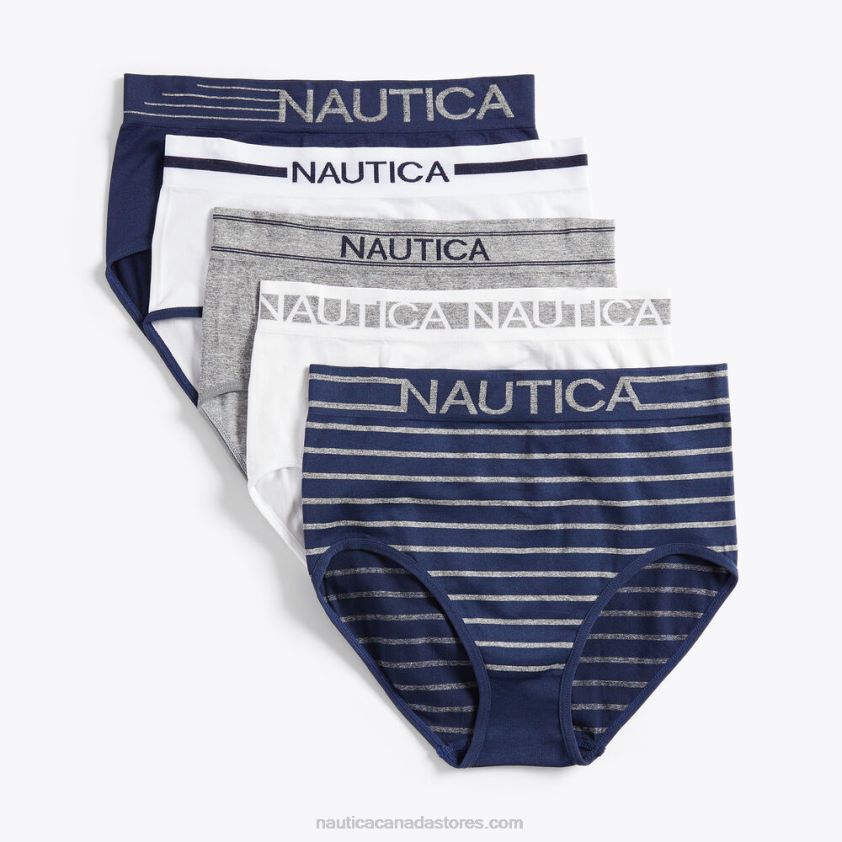 Seamless Logo Brief 5-Pack Nautica Women Antique White Wash R260HV1040